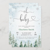 Winter Wilderness Oh Baby uitnodiging (Voorkant / Achterkant)