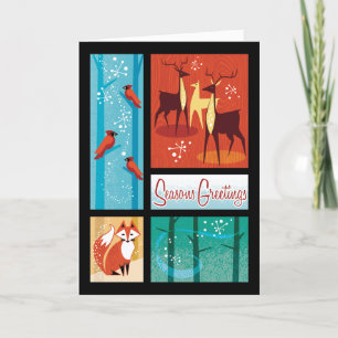 Winter Wildlife Holiday Cards Feestdagen Kaart