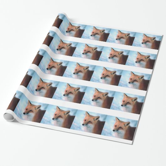 Winter Wildlife Red Fox Cadeaupapier (Uitgerold)