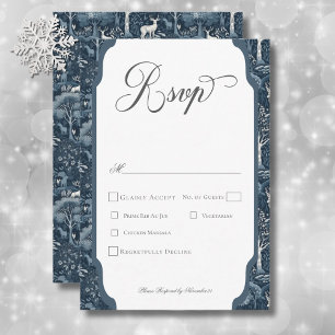  Winter William Morris Elegant Wedding RSVP Kaartje
