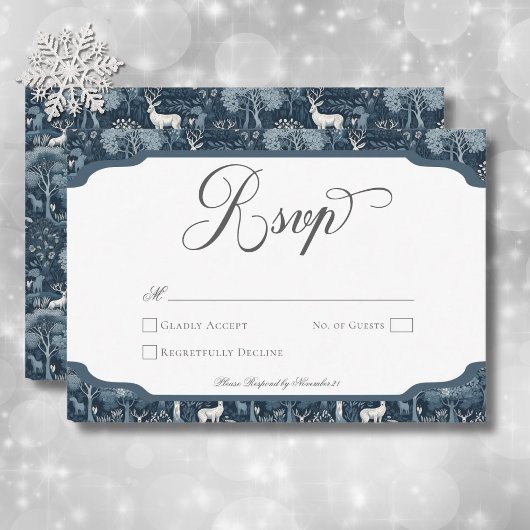  Winter William Morris Elegant Wedding RSVP Kaartje