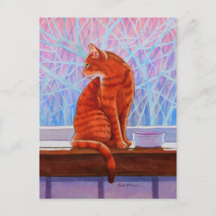 Winter Window Tabby Cat Briefkaart