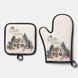 Winter Wishes Christmas Gift For Home Decor Ovenwant & Pannenlap Set