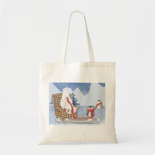 Winter Wishes Polar Beer Knits Scarf Penguin Tote Bag (Voorkant)
