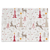 Winter Wit, Kerstboom en Herten Groot Cadeauzakje (Voorkant)