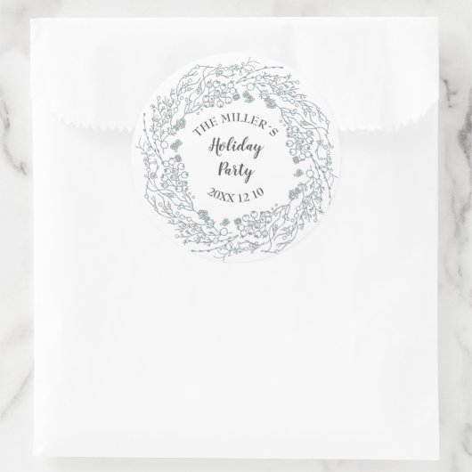 Winter witte bessen bloemenkrans ronde sticker (Tas)