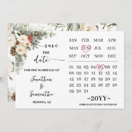 Winter Witte Bloemen Kalender Save The Date