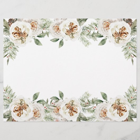 Winter Witte Bloemige Kerst Chipzak Verpakking Flyer (Achterkant)