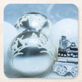 Winter witte decoraties. Christmas. Vierkante Kartonnen Onderzetter