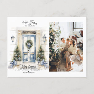 Winter Witte Kerst Deur Nieuwe Home Foto Verhuizen Feestdagenkaart