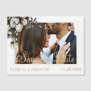 Winter witte pioenen elegante bruiloft opslaan de