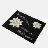 Winter witte poinsettia deurmat (Schuin)