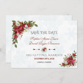 Winter Witte Poinsettia Sneeuwvlokken Save The Dat Save The Date (Voorkant / Achterkant)