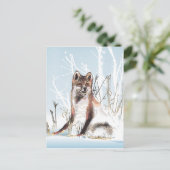 Winter Wolf Briefkaart (Staand voorkant)