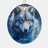 Winter Wolf gepersonaliseerde naam Keramisch Ornament (Links)