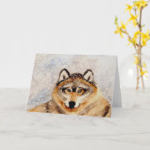 Winter Wolf Kaart (Gele Bloem)