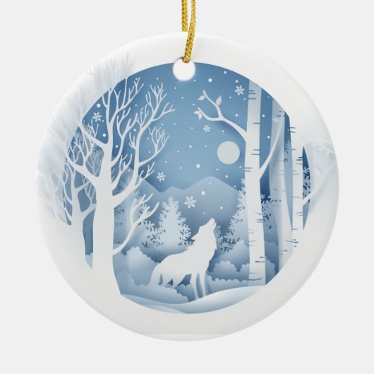 Winter Wolf Keramisch Ornament (Voorkant)