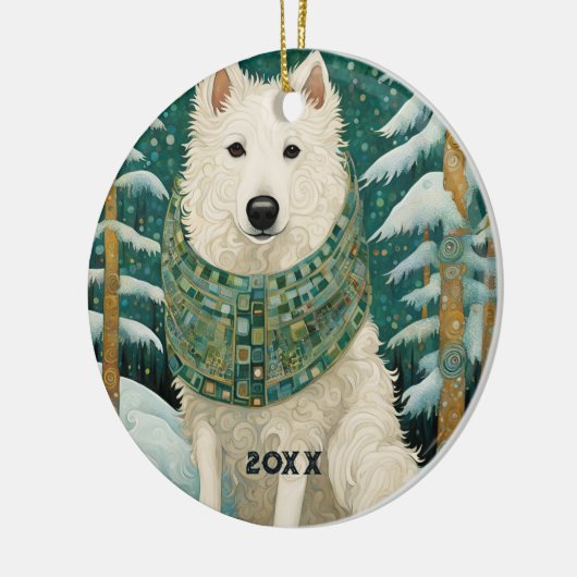 Winter Wolf Keramisch Ornament (Links)