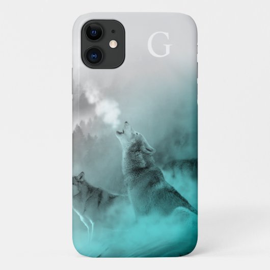 Winter Wolf Monogrammed Case-Mate iPhone Case (Achterkant)