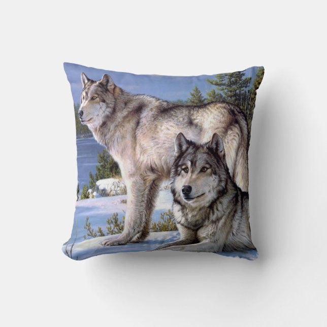 Winter Wolf Pillow Kussen (Voorkant)
