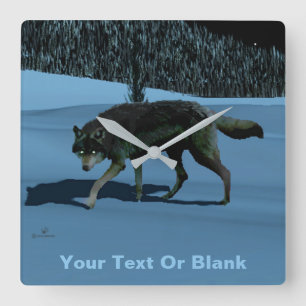 Winter Wolf - Tapetum Lucidum Vierkante Klok