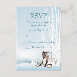 Winter Wolf Wedding RSVP Kaartje