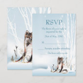 Winter Wolf Wedding RSVP Kaartje (Voorkant / Achterkant)