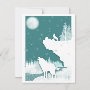 Winter Wolves Flat Kerstkaart