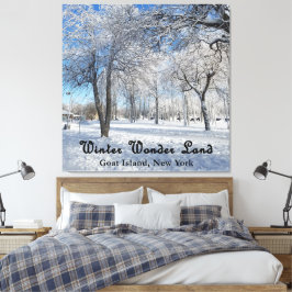 Winter Wonder Land Goat Island, New York Photo Art Canvas Afdruk