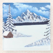 Winter Wonder Scene Glazen Onderzetter (Voorkant)