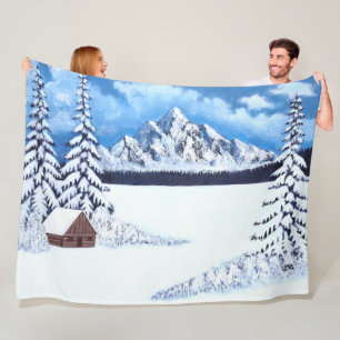 Winter Wonder Scene Grote Fleece Dekbed Deken