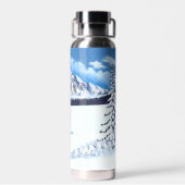 Winter Wonder Scene Zilver Geïsoleerd Waterfles (Achterkant)