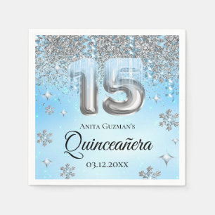 Winter Wonderland 15 Balloons Quinceanera Servet