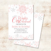 Winter Wonderland 1e verjaardag meisje roze zilver Kaart