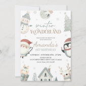 Winter Wonderland 1er Anniversaire Invitation (Devant)