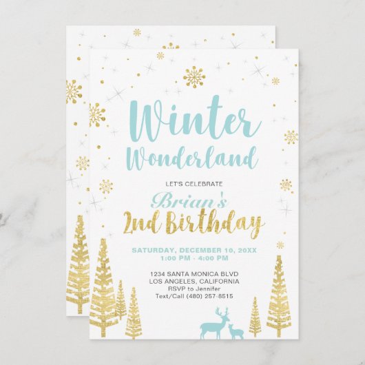 Winter Wonderland - 2e Invitation d'anniversaire - (Devant / Derrière)