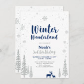 Winter Wonderland 3e Boy Birthday Invitation (Devant / Derrière)
