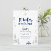 Winter Wonderland 3e Boy Birthday Invitation (Debout devant)