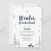 Winter Wonderland 3rd Boy Birthday Invitation Kaart (Voorkant)