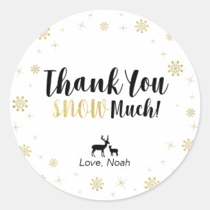 Winter wonderland, aangepaste gouden bedanksticker ronde sticker