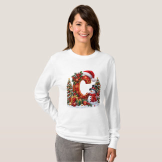 Winter Wonderland Alfabet Letter C Vakantie T-shirt