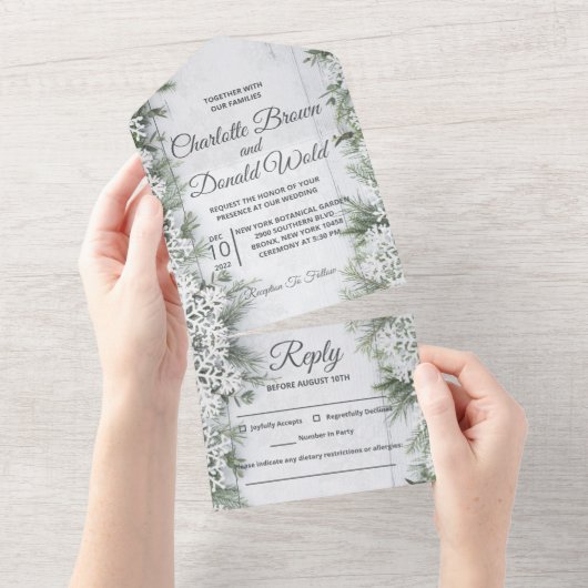 Winter Wonderland All in One Wedding Invitation (Déchirure)