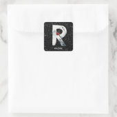 Winter Wonderland Alphabet R Monogram | Roodvogel Vierkante Sticker (Tas)