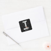 Winter Wonderland Alphabet T Monogram | rendieren Vierkante Sticker (Envelop)