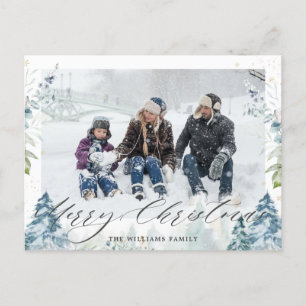 Winter Wonderland Alpine Vrolijke Kerstfoto Briefkaart