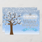 Winter Wonderland Anniversaire Fête Invitation (Devant / Derrière)