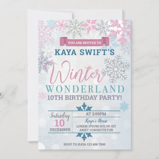 Winter Wonderland Anniversaire Invitation (Devant)
