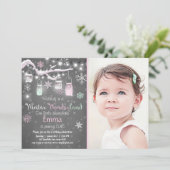 Winter Wonderland anniversaire invitation Mint ros (Debout devant)
