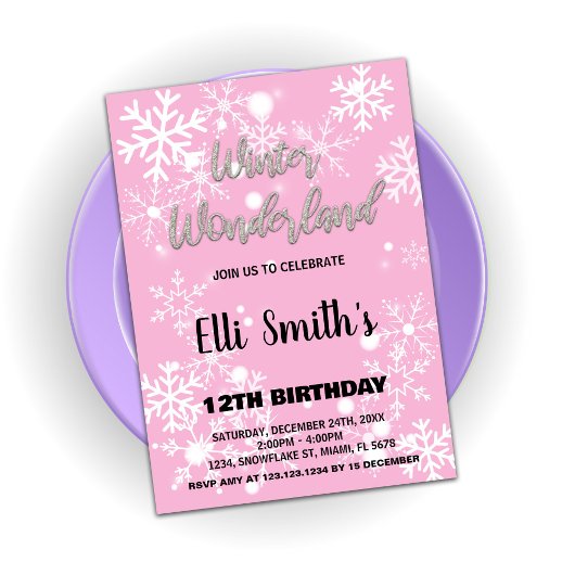 Winter Wonderland Anniversaire Invitations Argent
