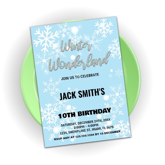 Winter Wonderland Anniversaire Invitations Argent